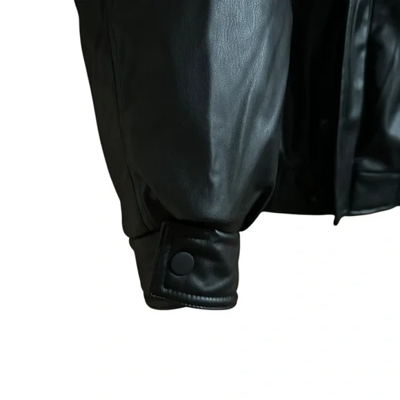 Zara Faux Leather Black Bomber Jacket - Picture 6 of 9